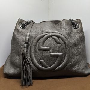 GUCCI metallic gray shoulder bag